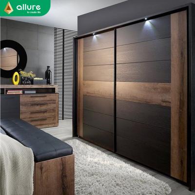 China Durable Double Color Appeal Bedroom Furniture Wardrobe Design Laminate Wood Color Combination for sale