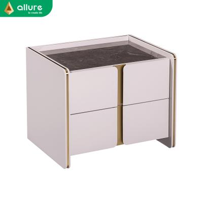 China Attractive Style Interior Design Villa Bedroom Bedside Cabinet Modern Storage Mirrored Bedroom Furniture for sale