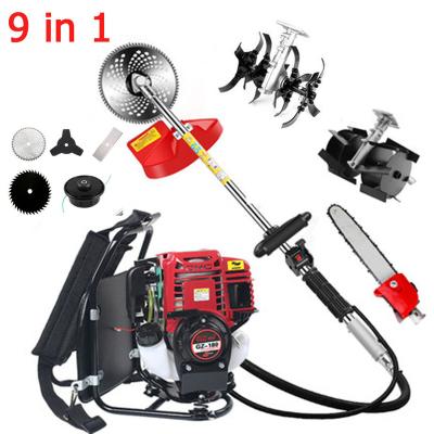 China High Quality 9 in1New 4-Stroke Backpack Brush Cutter Grass Cutter with GX35 4 Stroke 35cc Gasoline Engine Mini Tiller Shaft Cutter for sale