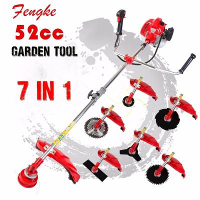 China 2-Stroke 2021 Professional Quality 7 in 1 Grass Trimmer with 52cc Engine Multi Brush Cutter Petrol Strimmer Shaft Pruner Factory Sale for sale