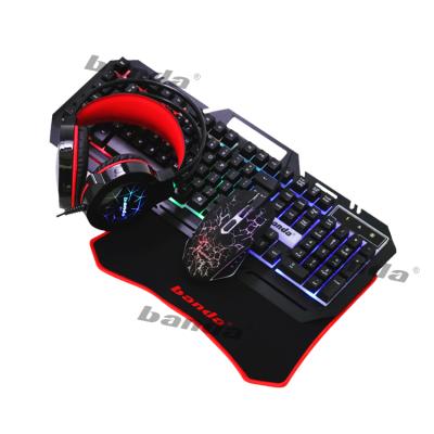 China Anti-drop Banda G11 4 in 1 Game Set Rainbow Gamers Keyboard Mouse Mousepad and Headphones Combo for Game for sale