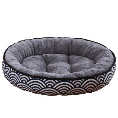 China Printed Viable Animal Pet Bed Nest Cat Kennel Pet Nest Mat Round Kennel Small For Dog Cat for sale