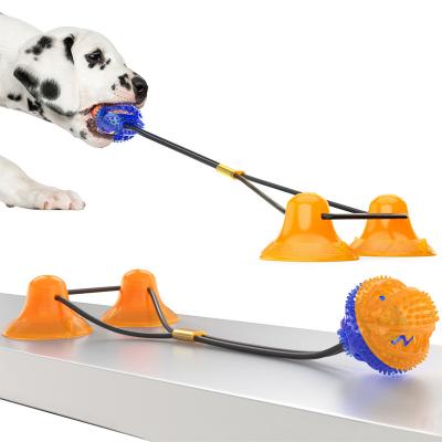 China Clean Dog Teeth and Massage Sticks TPR Durable Goods Double Suction Cup Dog Toothbrush Super Leash Toy Pet Toys for sale