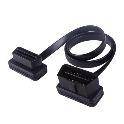 China All Car Flatbed Thin As Noodle OBD 2 OBDII OBD2 16 Pin Male To Female Diagnostic Extension ELM327 Cable Connector for sale