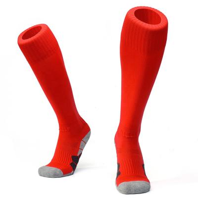 China Viable Wholesale Premium High Quality Knee Soccer Knocks Solid Color Soccer Grip Knocks Mens Sport Wear Anti Slip Football Socks for sale