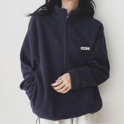 China best selling Anti-Wrinkle Thicken Oversized Women's Sweatshirt Stand Collar Quarter Zip Up Organic Cotton Hoodies Sweatshirts For Women for sale