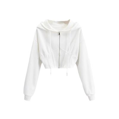 China New Arrival Custom Anti-Wrinkle Zip Up Hoodie Leisure Hoodie Women's Oversized Solid Color Anti-Wrinkle Crop Top Hoodie for sale