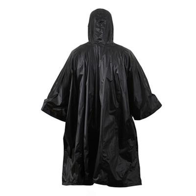 China Waterproof Disposable Foldable Rain Coat Custom Waterproof Polyester Black Rain Hooded Reusable Hunting Hiking Poncho for sale