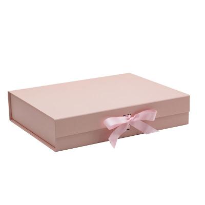 China Recycled Materials Box Magnetic Foldable Cardboard Bow Gift Box Cosmetics Books Clothing for sale