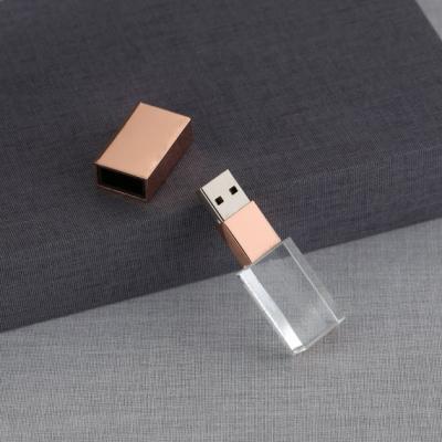 China Custom Rose Gold Metal Crystal Glass USB Flash Drives With Canvas Crystal Pen Drive U Box 8gb 16gb 32gb 64gb USB Flash Drives for sale