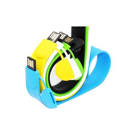 China Silicon slap leather wristband USB drive colorful OEM slap wristband usb 2.0 flash memory hard drive pendrive for sale