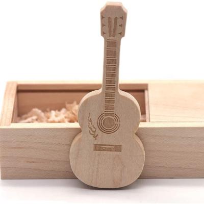 China Superb Maple Wood Pen Drives Wooden Guitar Speed ​​USB Drive Memory Stick 32G USB 3.0 Instant Wedding Gift for sale