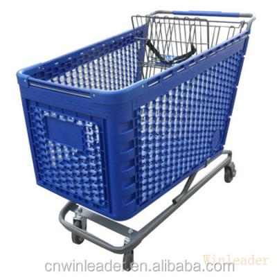 China High Quality Plastic Shopping Trolley / Unfolding Trolleys Supermarket Price for sale