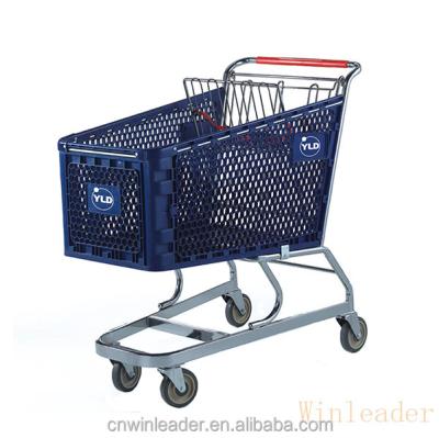 China Durable Good Price Plastic Shopping Trolley With Brand Wheels For Brand Supermarket for sale