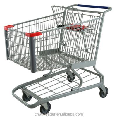 China YLD-MT190-1FB Durable Metal Hand Supermarket Chromed Trolley Cart With 4 PU Wheels for sale