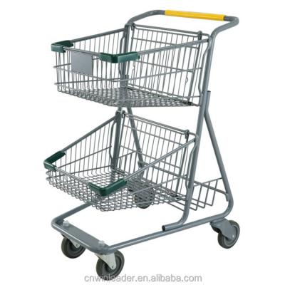 China 2016 Durable Cheap Price Metal Retail Foldable Mini Shopping Trolley For Two Basket for sale