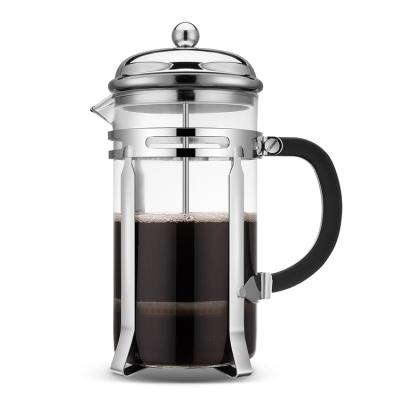 China LFGB Stainless Steel Borosilicate Coffee Maker Plunger Viable Heat Resistant Glass French Press for sale