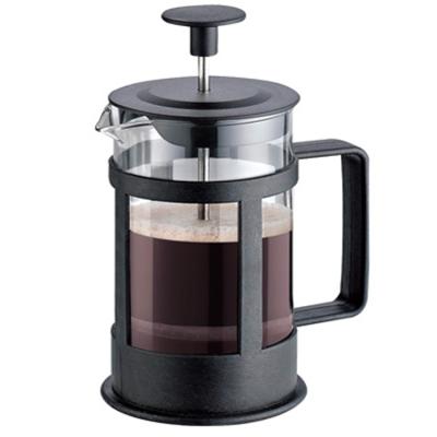 China Portable Stainless Steel Viable Outer Filter Glass Borosilicate Hand Press Plastic French Coffee Maker for sale