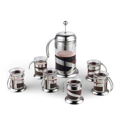 China Viable New Style 600ml Copper Coffee Tea Dip Glass Coffee Maker French Press Set for sale