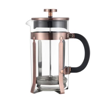 China Wholesale 350ml Best Borosilicate Glass Dip Glass Copper Gold Viable Spare Part French Coffee Press Stainless Steel Coffee Table for sale