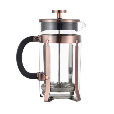 China Amazon Success Travel Best Coffee Viable Stainless Steel Portable Glass Maker Luxury Customized Color Rose Gold French Press for sale