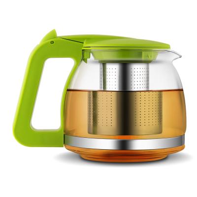 China Viable Heat Resistant Explosion Proof Glass Transparent Tea Sets Set with Stainless Steel Filter and Lid for Gifts Teapot Infuser for sale