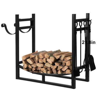 China Indoor Outdoor Firewood Log Rack Wrought Iron Firewood Racks Iron Firewood Storage Lumber Storage Rack for sale