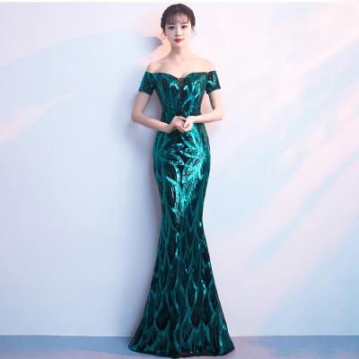 China New Design 1371# 2022 New Design 2022 Long Evening Party Dress Formal Prom Maxi Mermaid Anti-Static Wedding Dresses Sequin Dress for sale