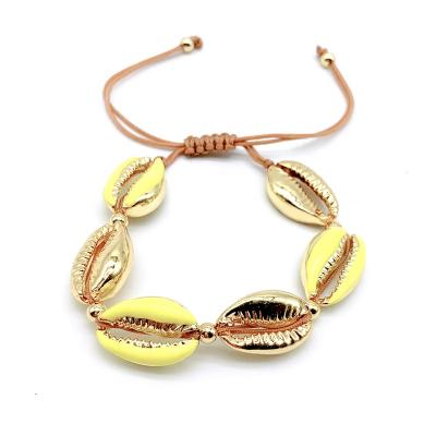 China New hot handmade cute summer shell jewelry gold shells owrie shell bracelet for sale