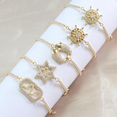 China Trendy Fashion Gold Plated Bangle Wholesale CZ Zirconia Snake Bracelet for sale