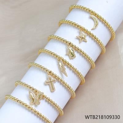 China FASHIONABLE Hot Selling 18k Gold Plated Bead Bracelet Star, Moon, Butterfly, Charm Elasticity Bracelet for sale