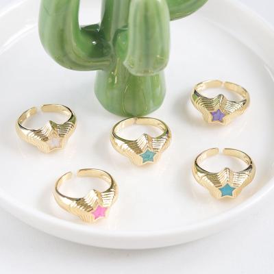 China FASHIONABLE Wholesale Popular Women Star Finger Rings Jewelry Fashion Enamel Star Rings For Girls for sale