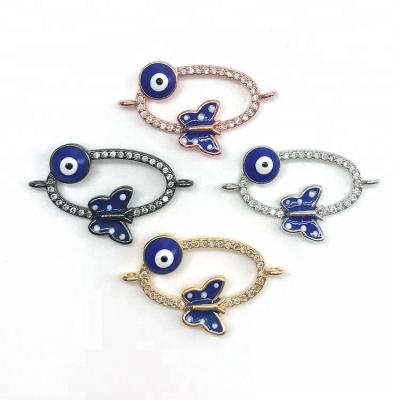 China Brass + Zircon Eye Butterfly Connector Beautiful Jewelry Turkish Connection Accessories for sale