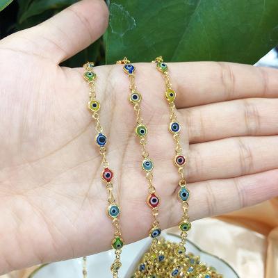 China Party\Gift\Women 2021 Trending Products Gold Plated Colorful Small Size Evil Eyes Chain Chains for sale