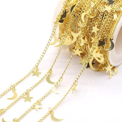 China Wholesale Women's Party\Gift\Jewelry 6*6mm Chain 18k Gold Plated Moon and Star Rolls Women Accessories Chains for sale