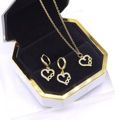 China CLASSIC Gold Onyx Jewelry Set 18k Gold Lucky Heart Jewelry Necklace Set for sale