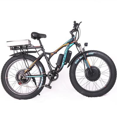 China Aluminum Alloy Electric Bicycle (Old) 48v32ah 4000w Snow Electric Motorcycle Mountain Bike Front and Rear Double Motor Electric Bicycle for sale