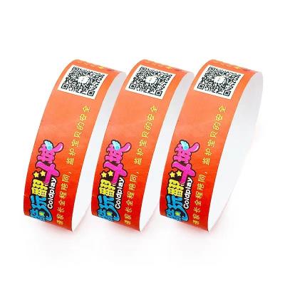 China Waterproof custom party wristband event party entrance printing tyvek wristband with QR code for sale