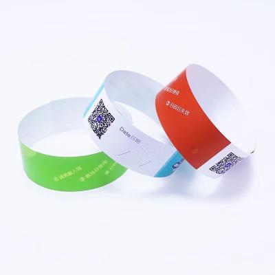 China Cheap custom party wristband high bulk printing festival party events tyvek wristband with custom serial number and QR code for sale