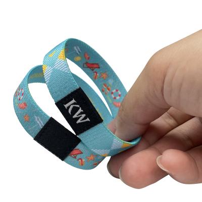 China Hot Sale Fabric Woven Custom Printing Wristband With Logo Elastic Full Color Printing Wristbands for sale