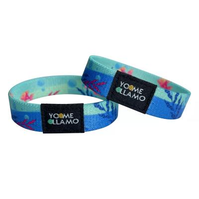 China Sublimated Printing Elastic Wristband With Black Woven Label Logo Customize Size for sale