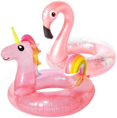 China Hot Sale PVC Pool Floats Inflatable Flamingo Unicorn Swim Tube Rings Swimming Toys Lake and Beach Float Summer for sale