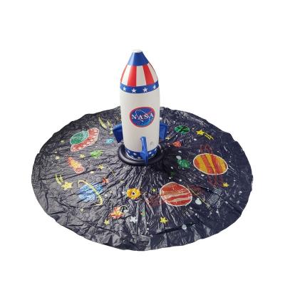 China Foldable Rocket Shape Inflatable Summer Toy Water Sprinkle Splash Pad Play Game Mat For Kids Sprinkler Mat Inflatable Water Spray Pad for sale