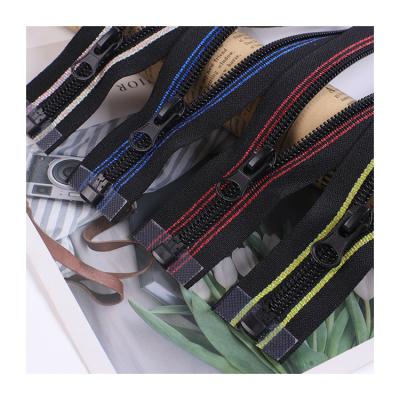 China Color Nylon Stripes 5#case Separating Zipper Color Stripes Band For Rolling Bag Fashionable Zipper Jacket Long Nylon Zipper Open Front Chain for sale