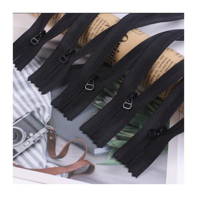 China Japanese Fabric Invisible Edge 3#Invisible Zipper Loop Lanyard Black In Stock Head Pull Lanyard Skirt Pocket Invisible Zipper Zipper for sale