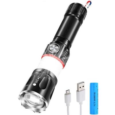 China Emergency Magnetic Strong Aluminum Outdoor Camping Hunting LED Torch Flashlight Rechargeable Flashlights Bottom Torches for sale