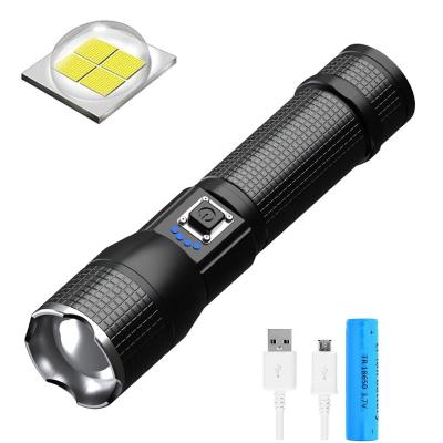 China USB rechargeable flashlight xhp50 flashlight waterproof 2000lm battery indicator zoom camping instant hand torch light for sale