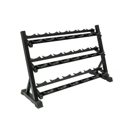 China Modern Wholesale Commercial Gym Equipment Professional 3 Row Barbell Rack Strength Equipment Dumbbell Rack 3 Rows for sale