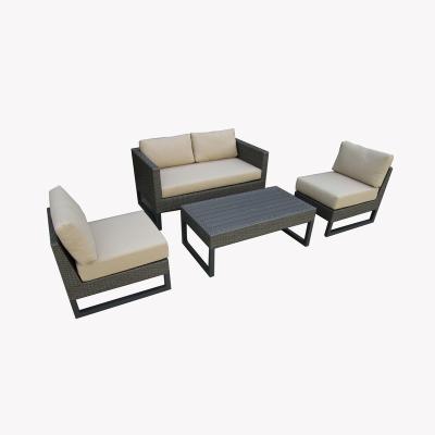 China Modern Popular Space-saving Rattan Sofa Set Outdoor Rattan Conversation Garden Wicker Furniture for sale