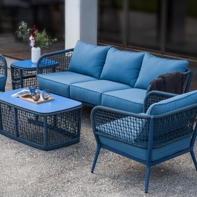 China Movable Patio Conversation Sets Aluminum Rope Deep Seating Conversation Sofa Set Rope Sofa Furniture for sale